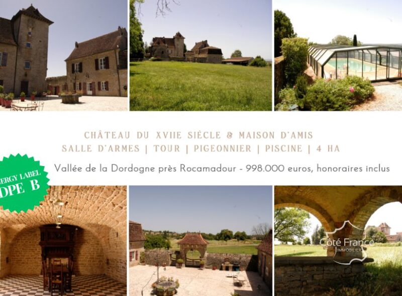 Château du XVIIe siècle avec maison d’amis, salle d’armes, tour, pigeonnier, piscine et 4 hectares