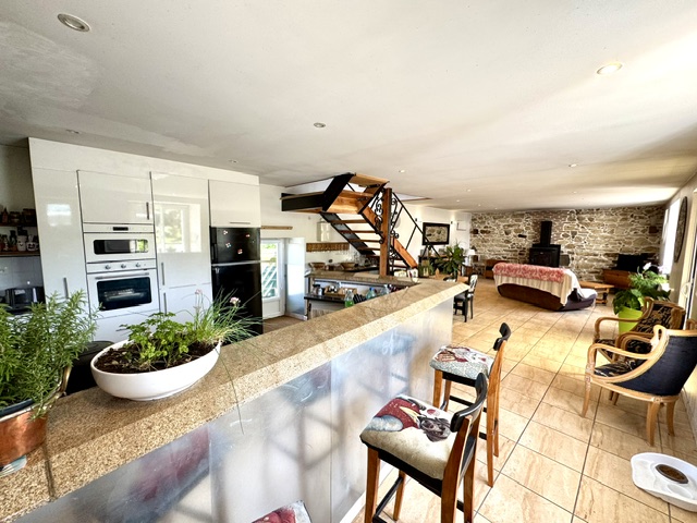 Maison en pierres + appartement/gîte + hangar + dépendances