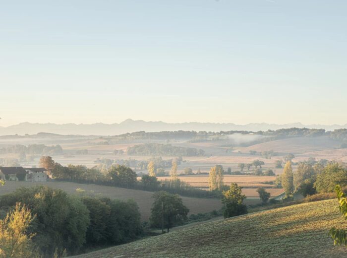 Une charmante ferme gasconne avec une vue imprenable sur les Pyrénées. – Maison ancienne à Laveraët